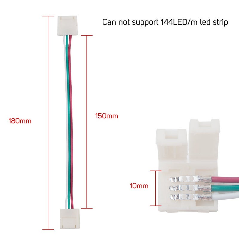 BTF-LIGHTING موصل محول موصل مزدوج 10 قطع 3 دبابيس بعرض 10 مم مع كابل بطول 15 سم لشريط LED غير قابل للحام لشرائط WS2811 WS2812B SK6812 المرنة - Image 3